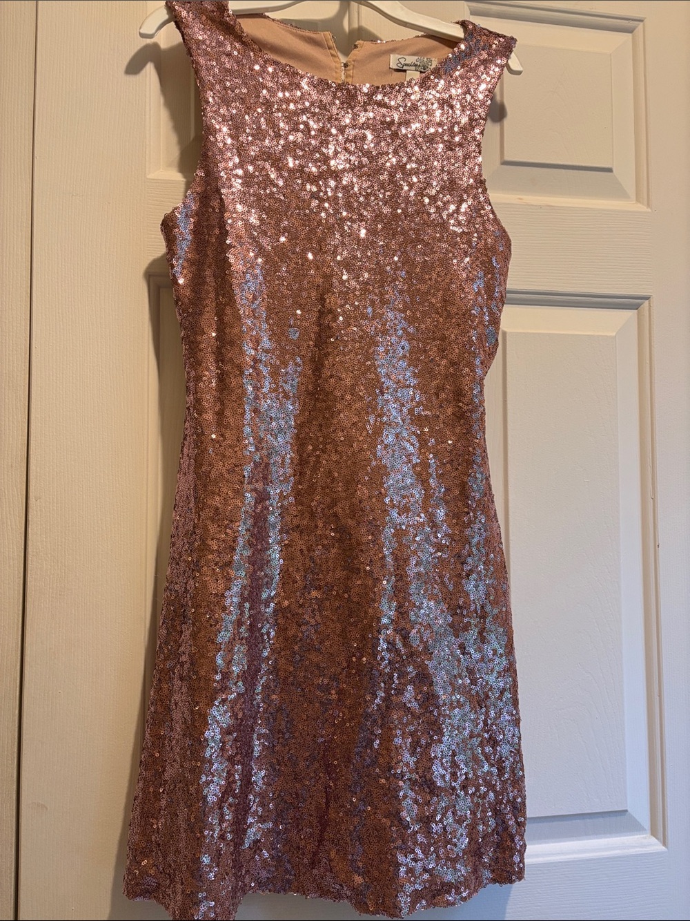 Beautiful sz 7 Speechless Sequin A Line Dress in Rose Gold